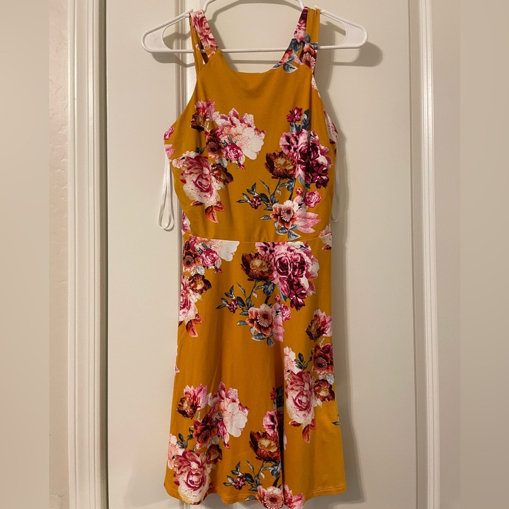 Floral yellow/orange  mini dress